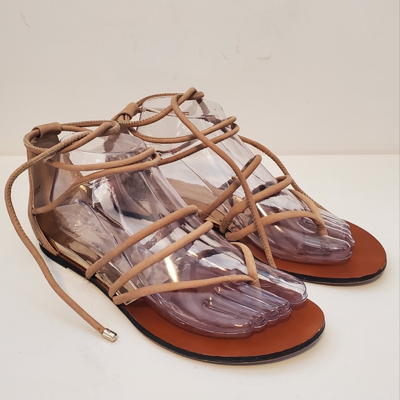 Vince Camuto Gladiator Nude Flat Lace Up Sandles - US 8.5 - Picture 2 of 10
